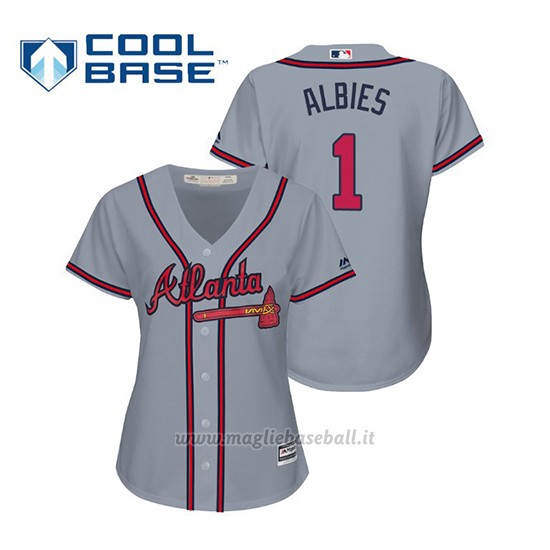 Maglia Baseball Donna Atlanta Braves Ozzie Albies Cool Base Majestic Road 2019 Grigio